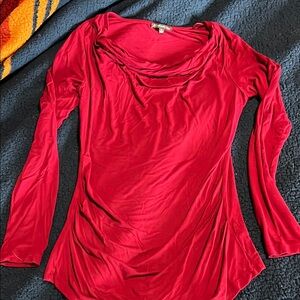 Adrianna Papell Dark Red Blouse with Draped Neckline